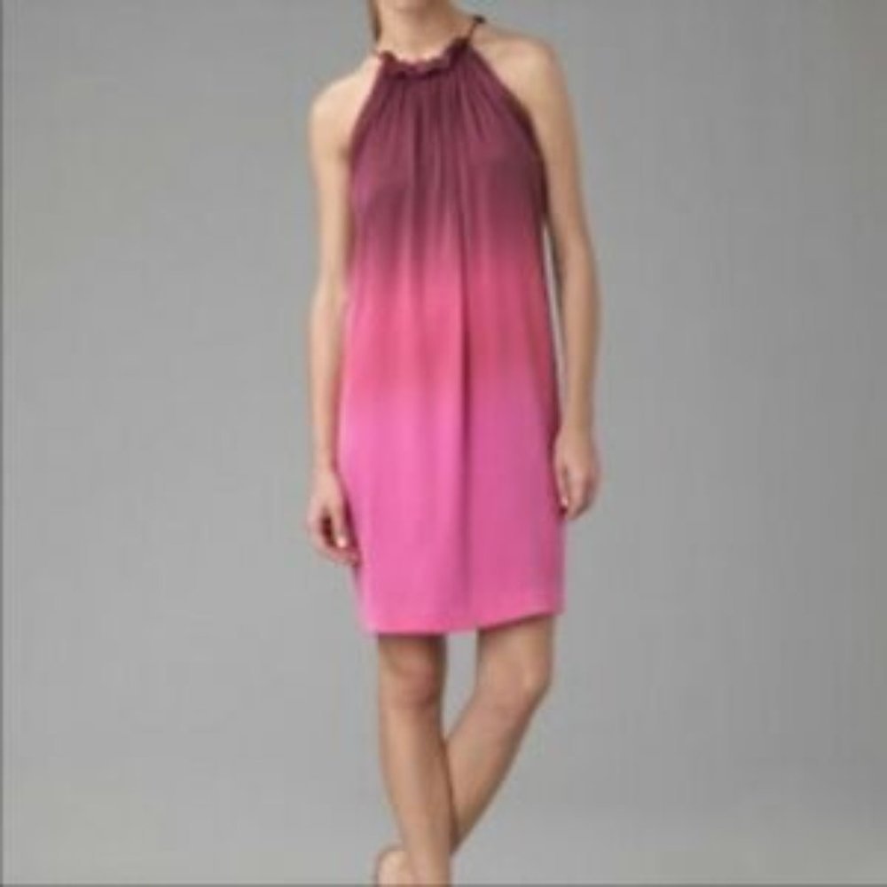 VINCE Silk Ombre Dip Dye Halter Dress